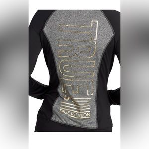 XS True Religion Woman’s Sequin Logo Performance Activewear Full Zip Hoodie